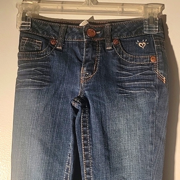 Justice Jeans Girls Embroidered Pockets Straight Leg Jeans, Size: 8 S - Picture 2 of 10
